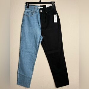 Pacsun‎ Women Size 24 New Eco Black Two-Tone High Waisted Straight Leg Jeans